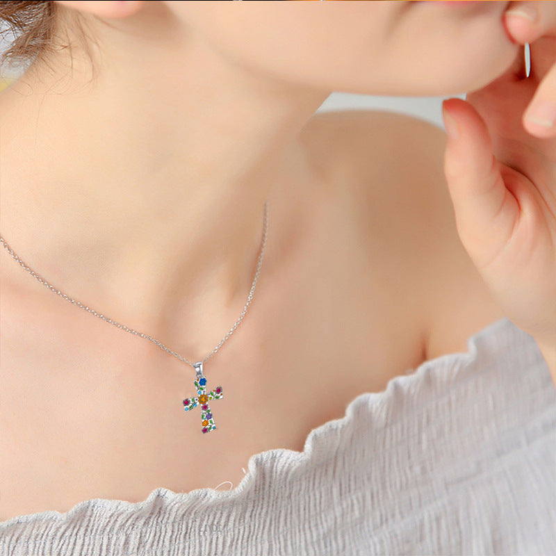 Wholesale Cross Flower Necklace