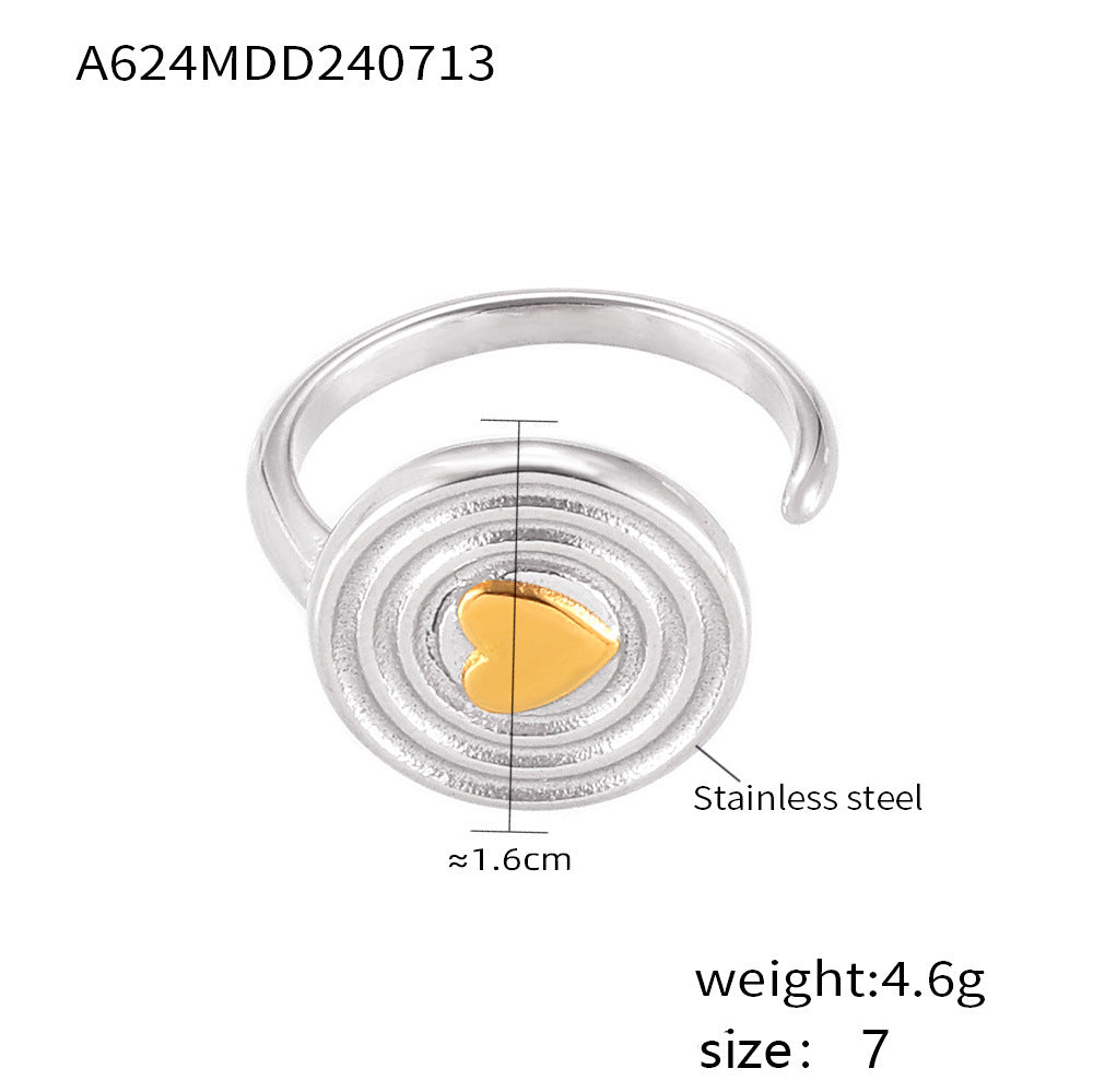 Wholesale Opening Geometric Gold Ring Titanium Steel Electroplated 18K Real Gold Rings