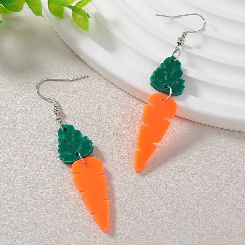 Wholesale Easter Carrot Asymmetric Acrylic Earrings