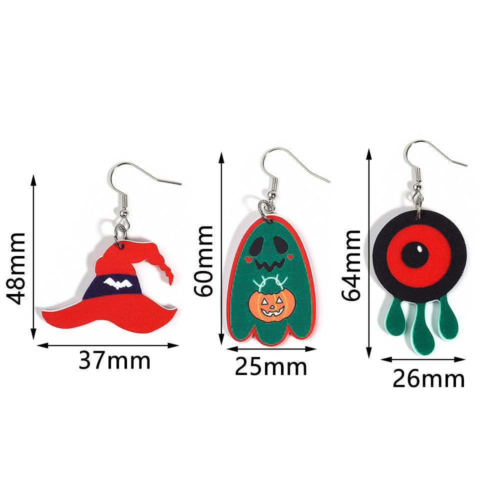 Wholesale Halloween Hat Ghost Cyclops Personalized Exaggerated Acrylic Earrings
