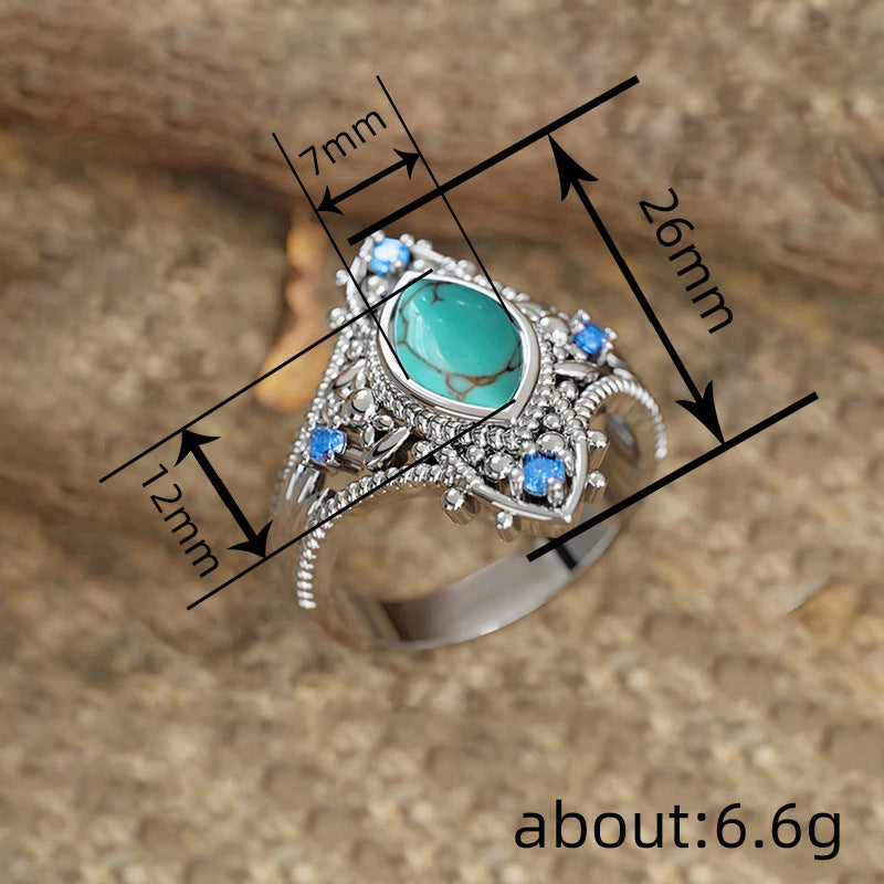 Wholesale Bohemian style marquise ring for women imitation turquoise