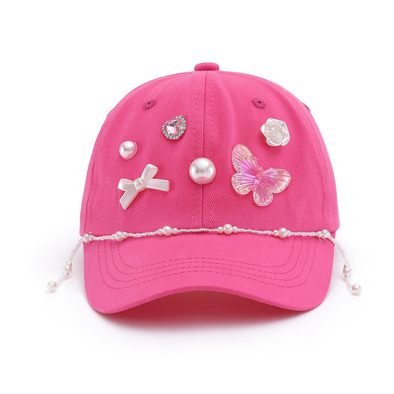 Wholesale  baseball cap fashion diamond butterfly children's hat cap