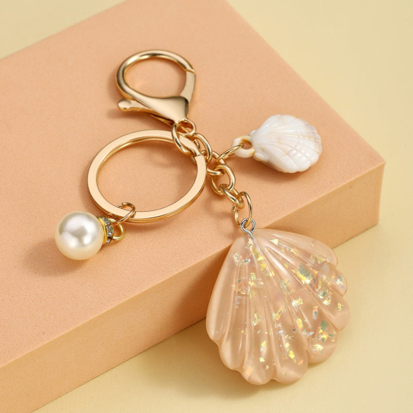 Wholesale Pearl Shell Keychain Diamond Pearl Ocean Series Keychain