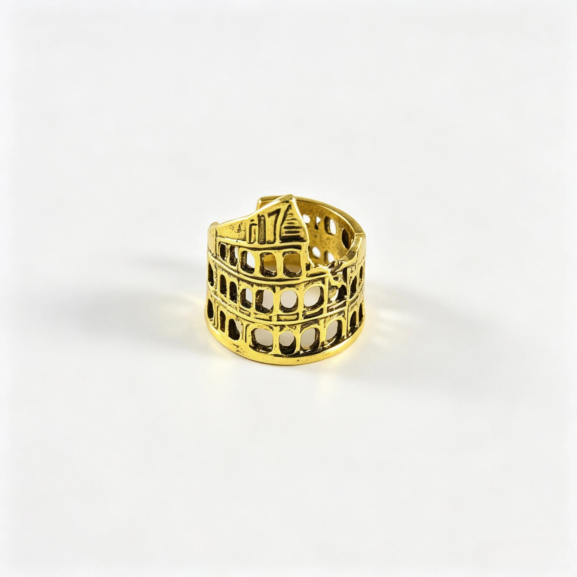 Wholesale Trendy Roman Colosseum Open Ring Zinc Alloy Vintage Souvenir Jewelry Accessory For Everyday Wear