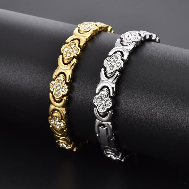 Wholesale Rose gold magnetic copper fashion minimalist accessory titanium steel bracelet delicate small jewelry for girls