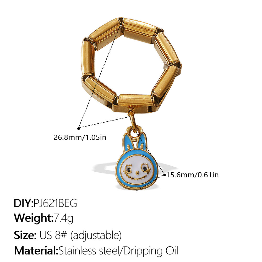 Wholesale Stainless Steel 18K Gold-Plated Pendant Ring Oil Dripping Accessible Luxury Hot-Selling Popular Pendant Ring Jewelry