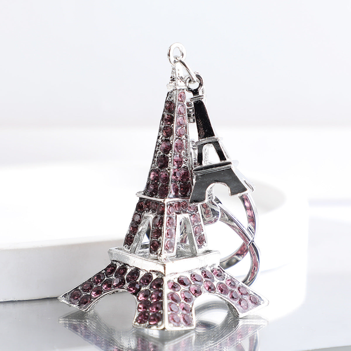 Wholesale Creative Rhinestone Paris Eiffel Tower Car Keychain