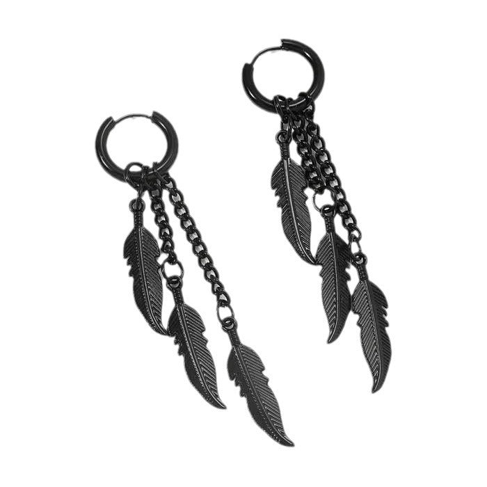 Wholesale Colorful Stainless Steel Feather Earrings