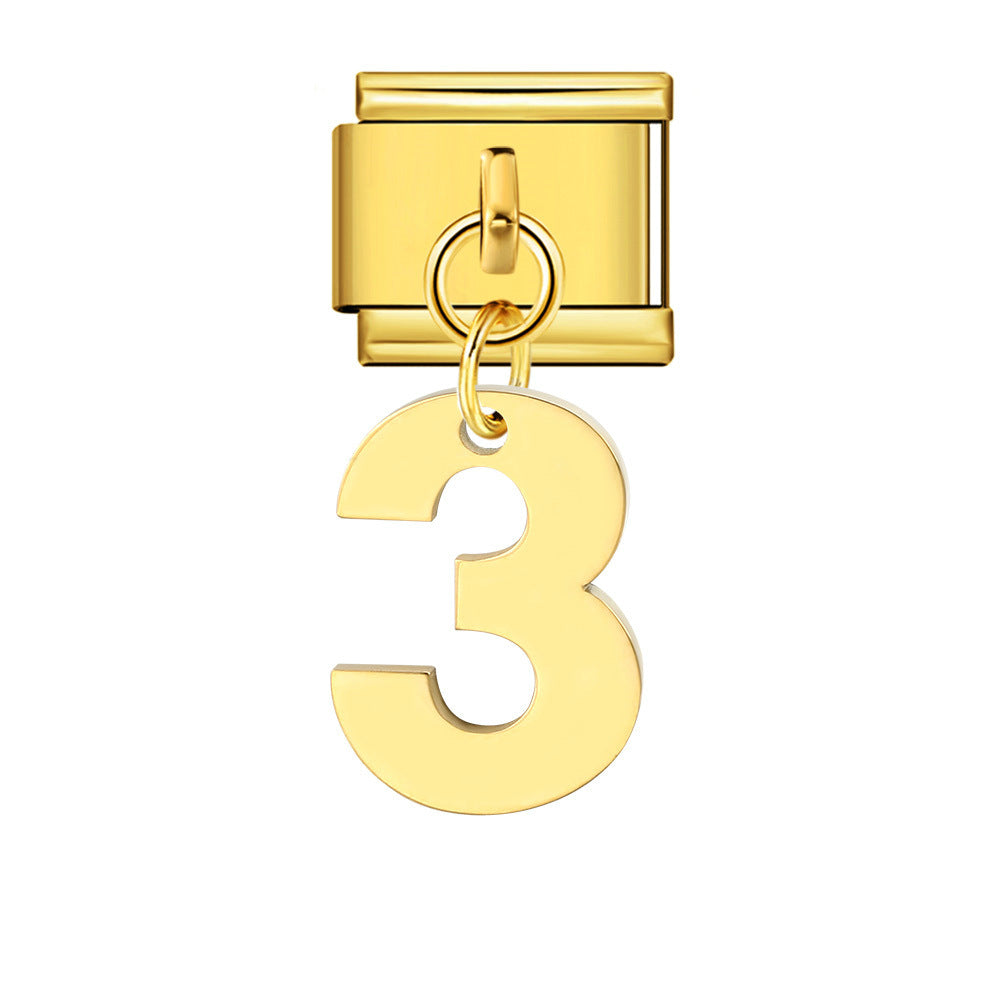 Bracciale fai da te con ciondolo con gancio in acciaio inossidabile a una cifra modulare italiano all'ingrosso