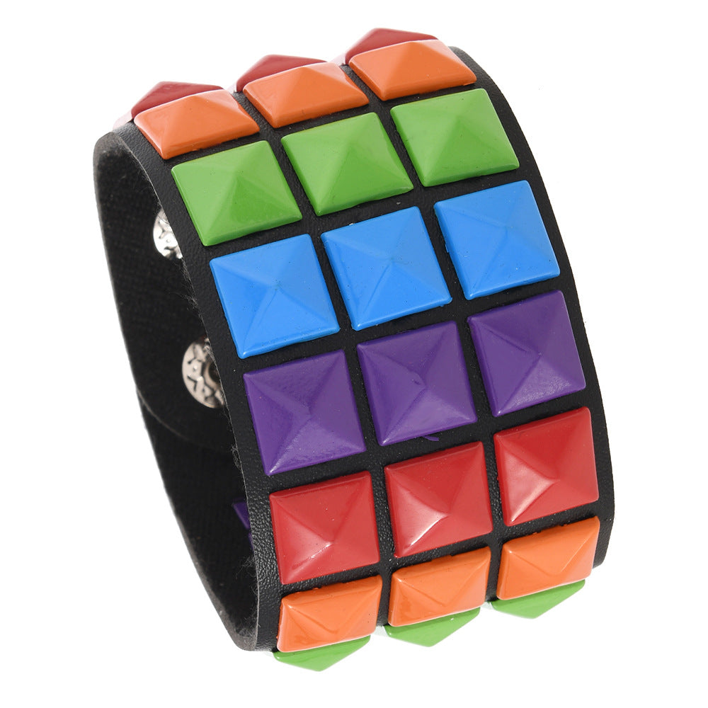 Wholesale Square Rivet Bracelet Men' s Personalized  Bracelet