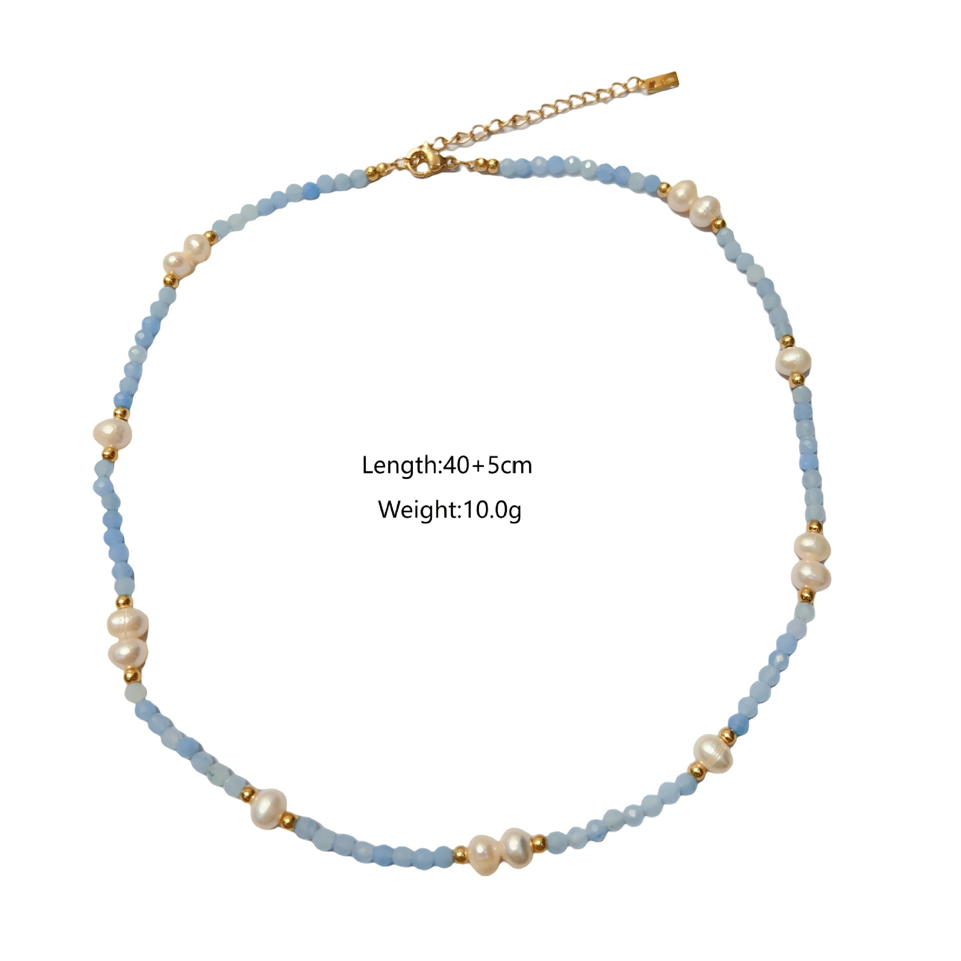 Wholesale  pearl crystal elements Bohemian stainless steel natural stone steel beads necklace