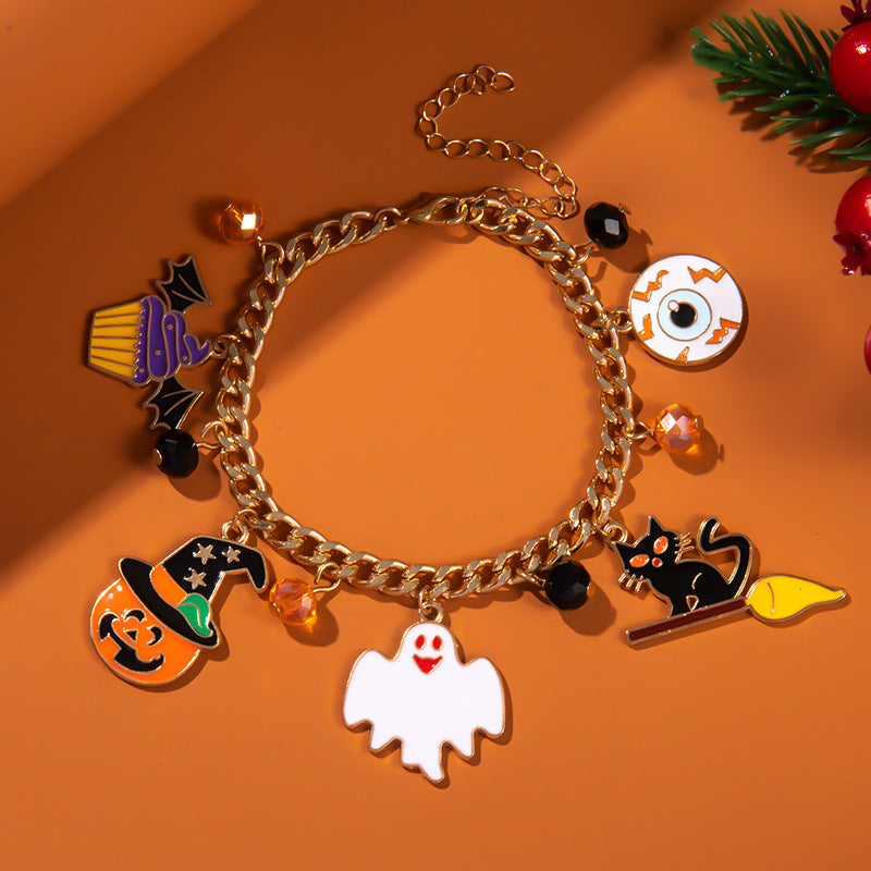 Wholesale  Funny Ghost Pumpkin Bracelet Alloy Electroplating Party Jewelry