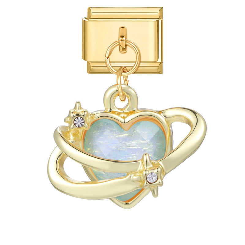 Wholesale Italian Charm Bracelet 9mm DIY Splicing Colored Gold Pendant Stainless Steel Composable Bracelet