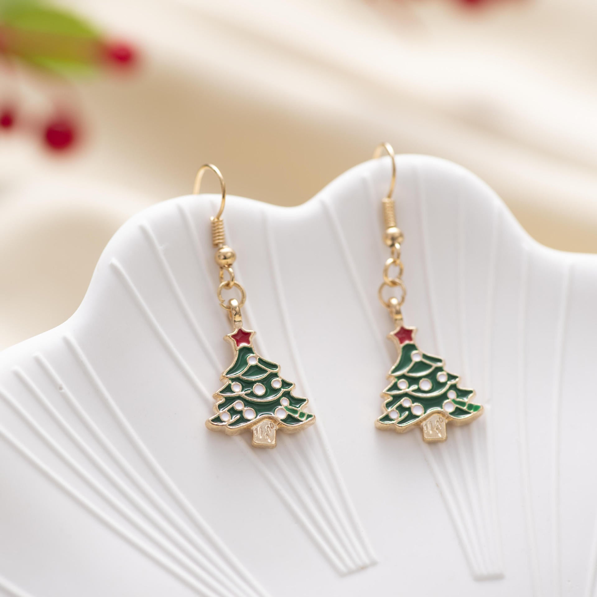 Wholesale Christmas Earrings Green and Red Oil Drop Earrings Elk Santa Claus Earrings ACC-ES-Zhey005