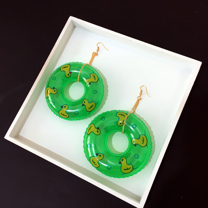 Wholesale Punk Style Cute Little Yellow Duck Swimming Ring Earrings ACC-ES-CT039