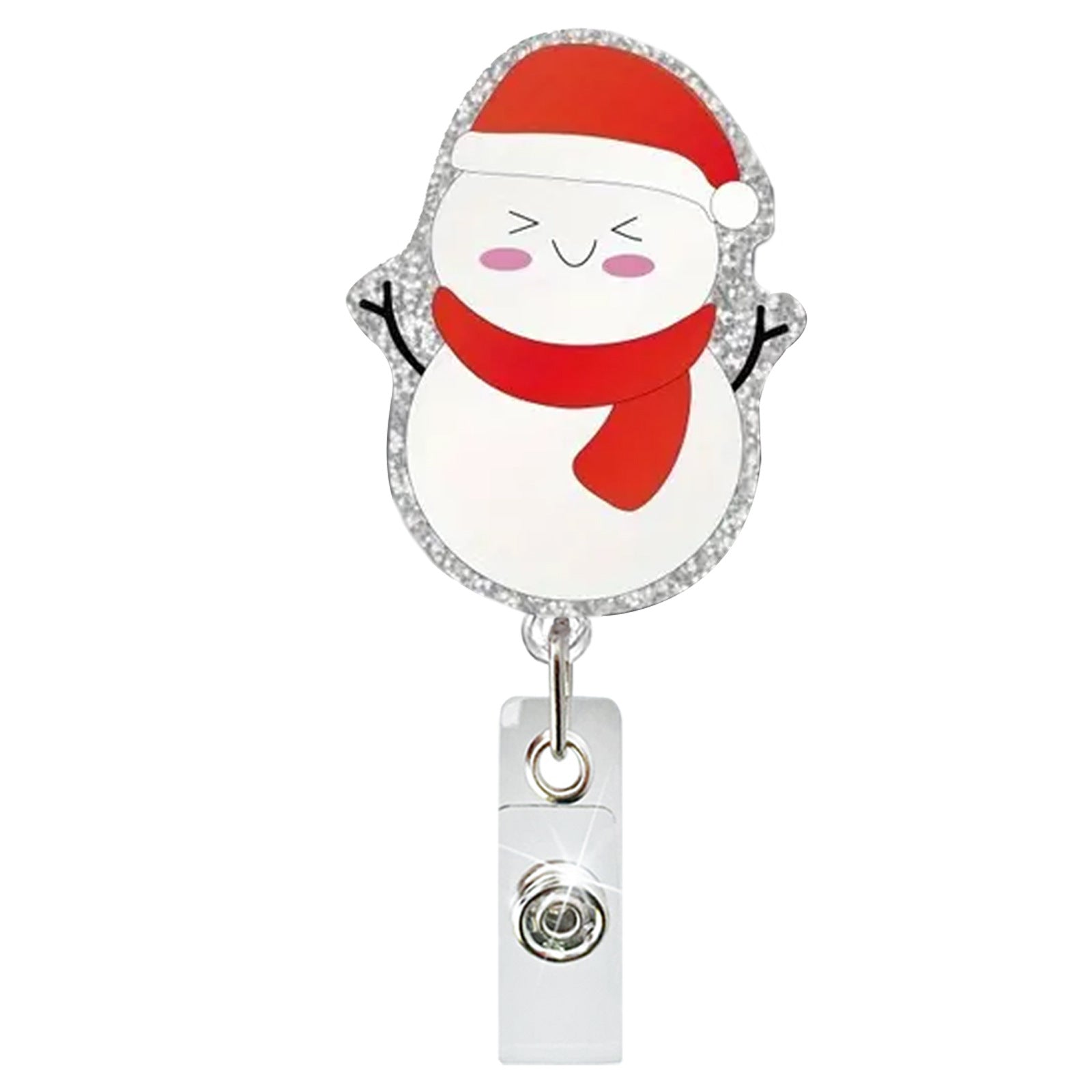 Wholesale Christmas Acrylic Snowman Snowflake Retractable Rotating Badge Keychain ACC-KC-QiDing016