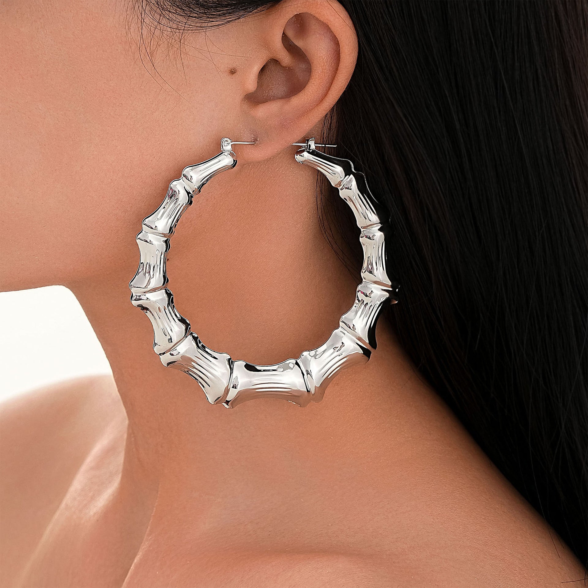 Wholesale Exaggerated gold large hoop oversized bamboo earrings