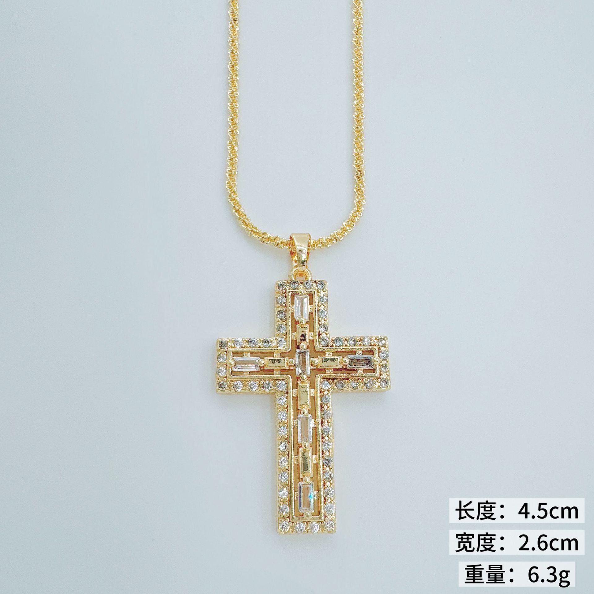 Wholesale Micro-set Gold Plated Cross Pendant Necklace Trendy Jewelry Accessory for Women