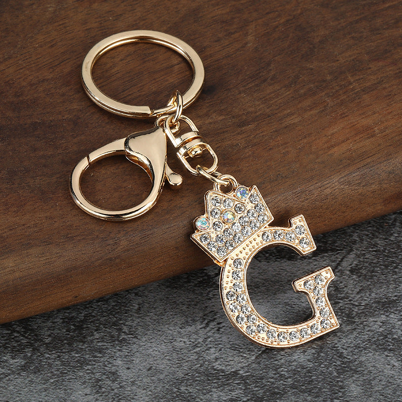 Wholesale Zinc alloy flash drill letter keychain