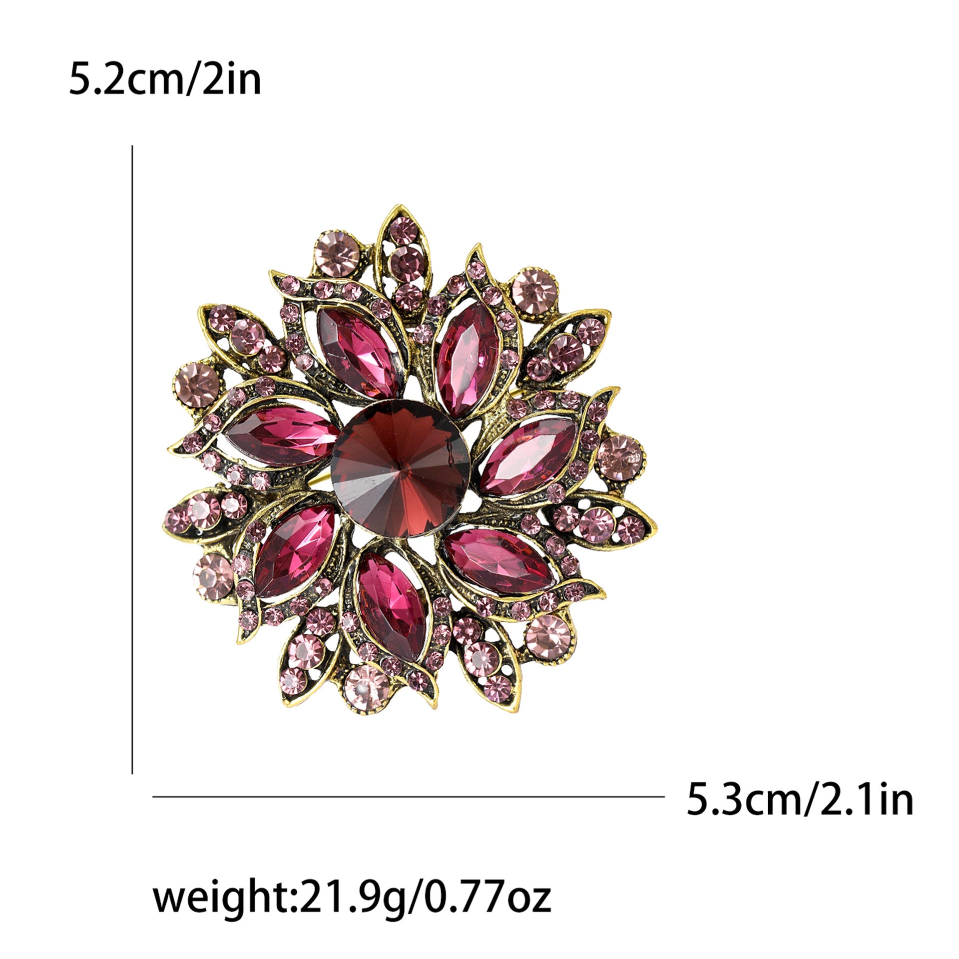 Wholesale Retro Flower Brooch Fashion Crystal Glass Women S Alloy Pin Casual Party Jewelry Accessory For Resale