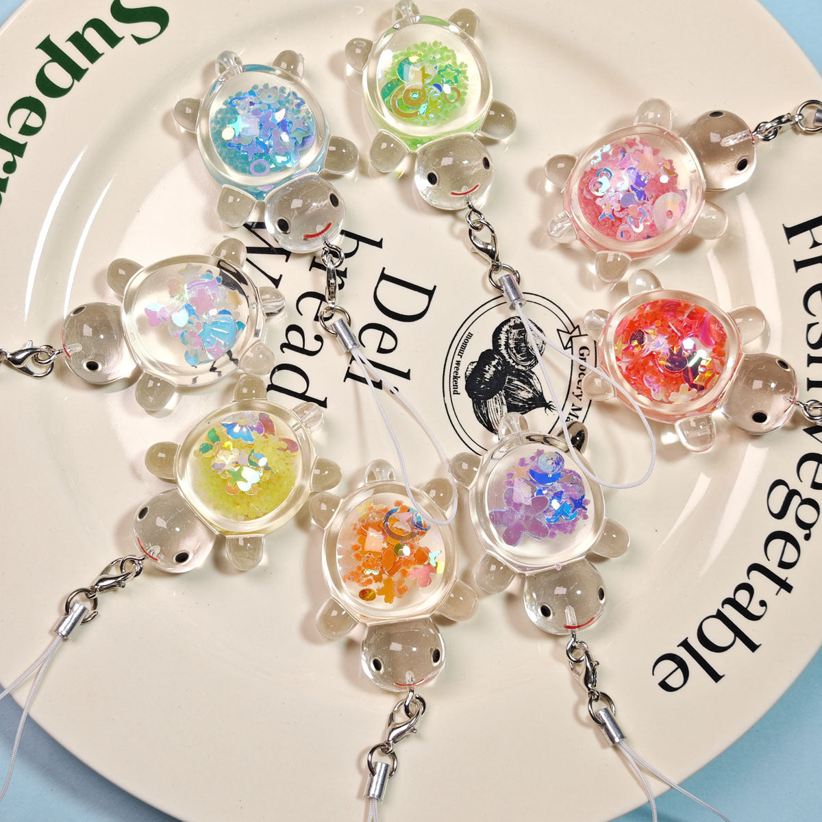 Wholesale Cartoon Luminous Transparent Little Turtle Pendant Keychain