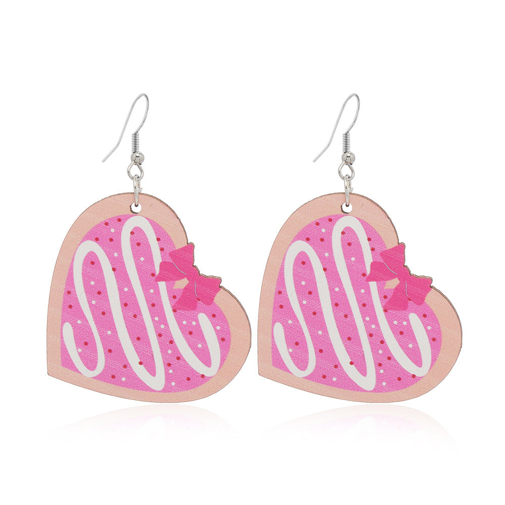 Wholesale  Love Truck Love Letter Printed Ear Hook Earrings