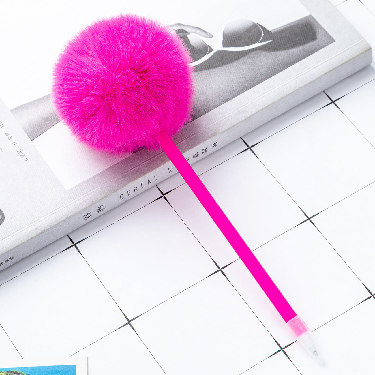 Wholesale Creative Plastic Hair Ball Pen Cartoon Cute ACC-PN-HuaHao009