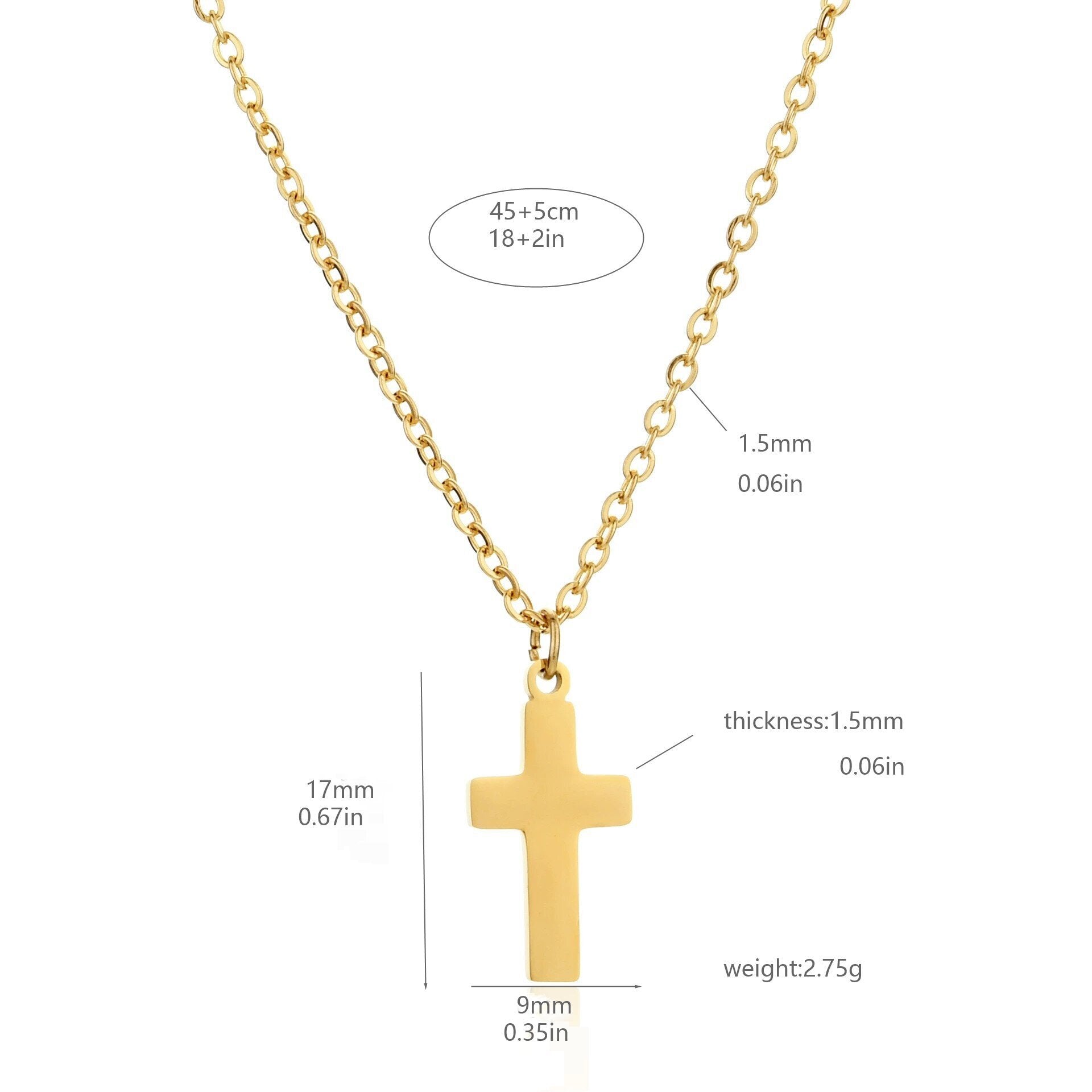 Wholesale Vacuum Plating 18K Clavicle Chain Stainless Steel Cross Necklace
