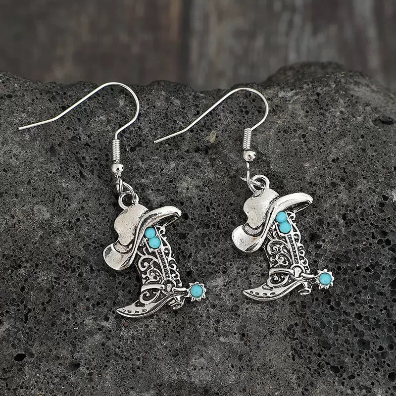 Wholesale Bohemian West Style Creative Cowboy Hat Boots Earrings