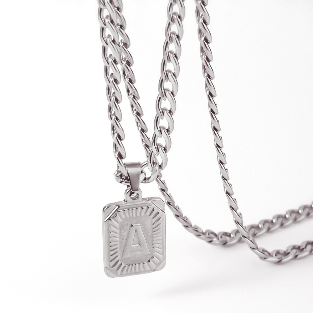 Wholesale Titanium Steel Pendant Letter Brand Necklace