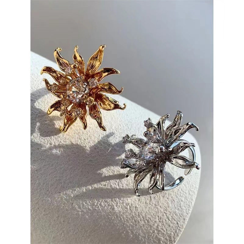 Wholesale  Exaggerated Sun Flower Index Finger Ring