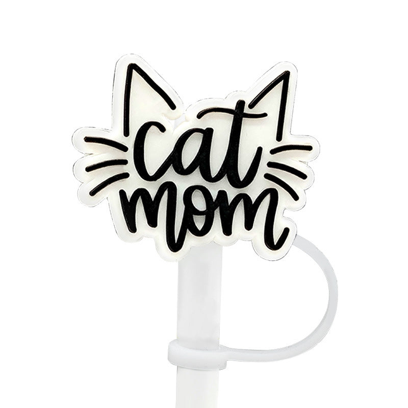 Wholesale 10pcs Cute Cat 10mm PVC Straw Cover Soft Straw Tube Cap ACC-SCR-YiBang013