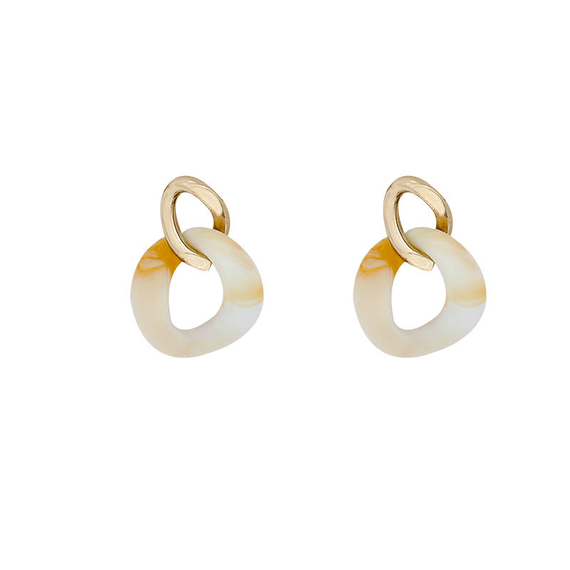 Wholesale Chic Double Circle White Resin Earrings For Women Geometric Design Everyday Jewelry Accessory