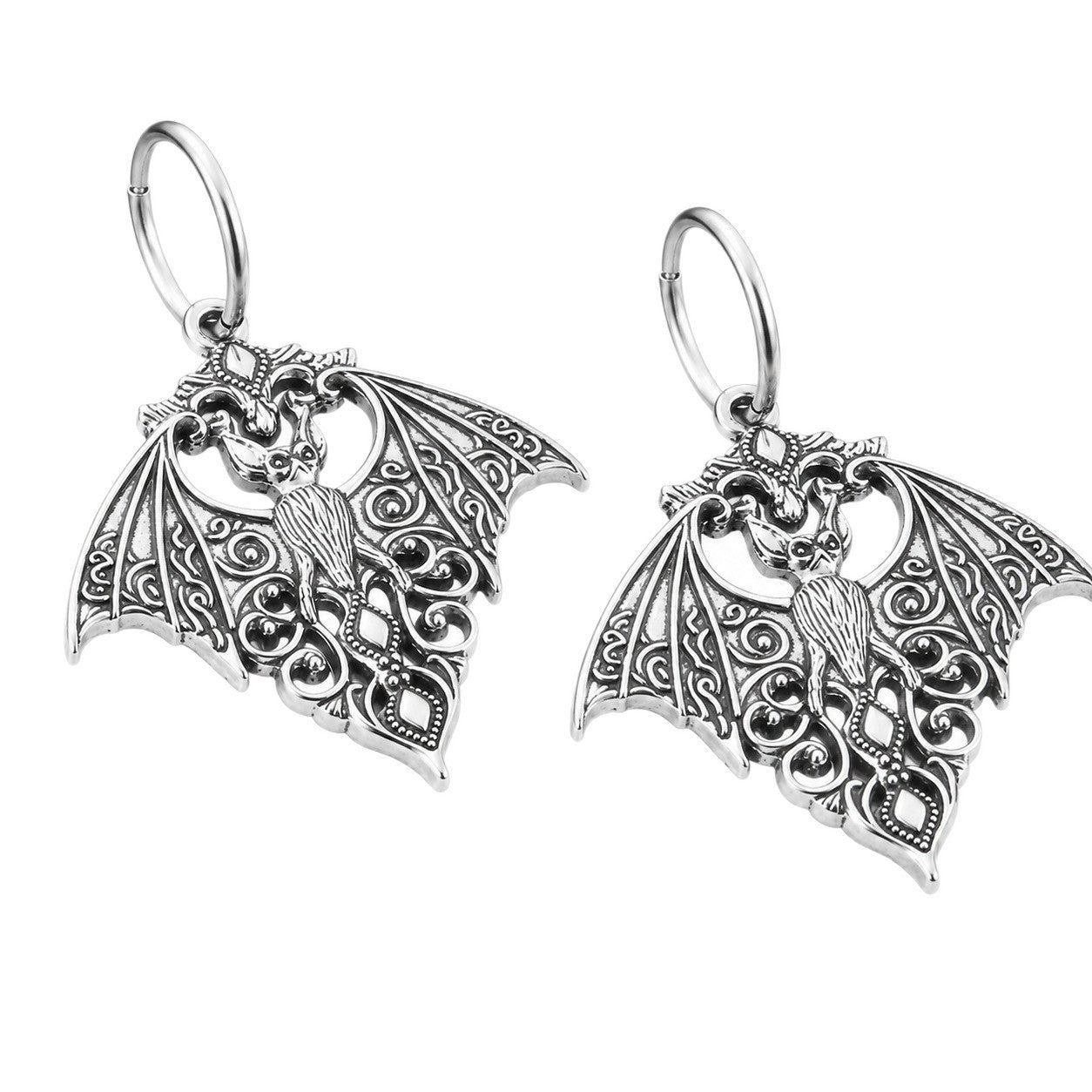 Wholesale Vintage Bat Ear Cuff Gothic Dark Style Silver Metal Fashion Accessory for