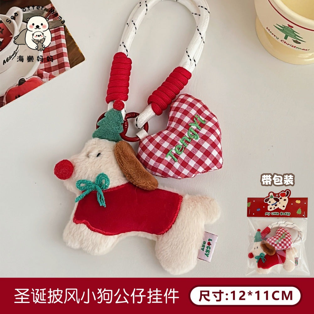 Wholesale New Creative Fabric Puppy Pendant Sweet Girly Versatile Small Pendant Backpack Cute Keychain
