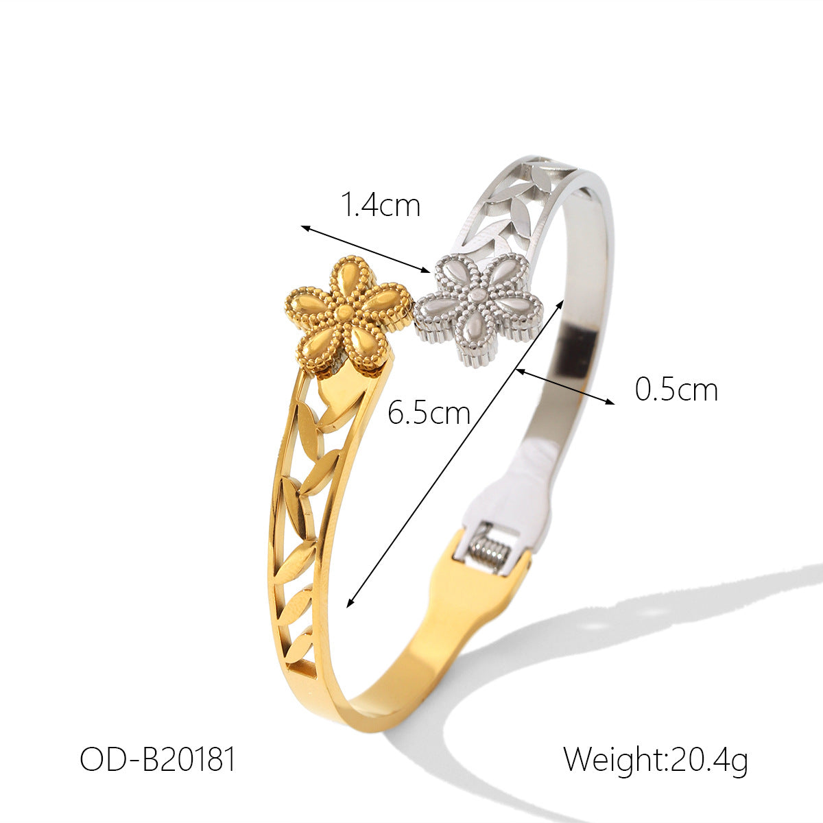 Wholesale  Stainless Steel Bracelet Color-free Five-leaf Flower Room Gold Bracelet