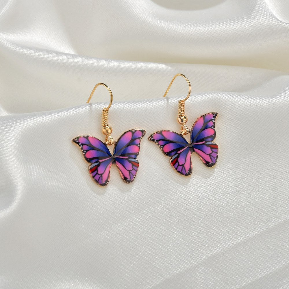 Wholesale Colorful butterfly metal earrings