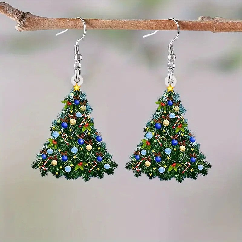 Wholesale Christmas colorful Christmas tree acrylic earrings