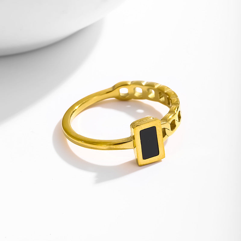 Wholesale Titanium Steel Black Cube Ring