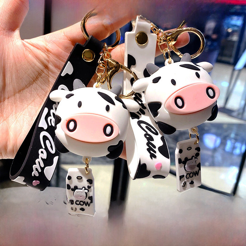 Wholesale cartoon cute cow silicone keychain