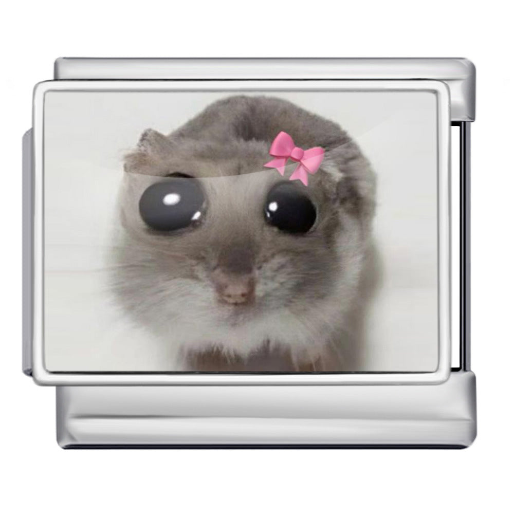 Wholesale Italian Charm Bracelet 9mm DIY Cute Cat Series  Creative Stainless Steel Composable Bracelet