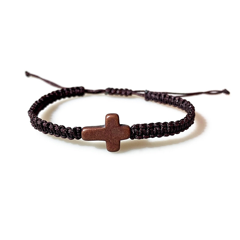 Wholesale Turquoise Cross Hand-woven Hand Rope Adjustable Bracelet