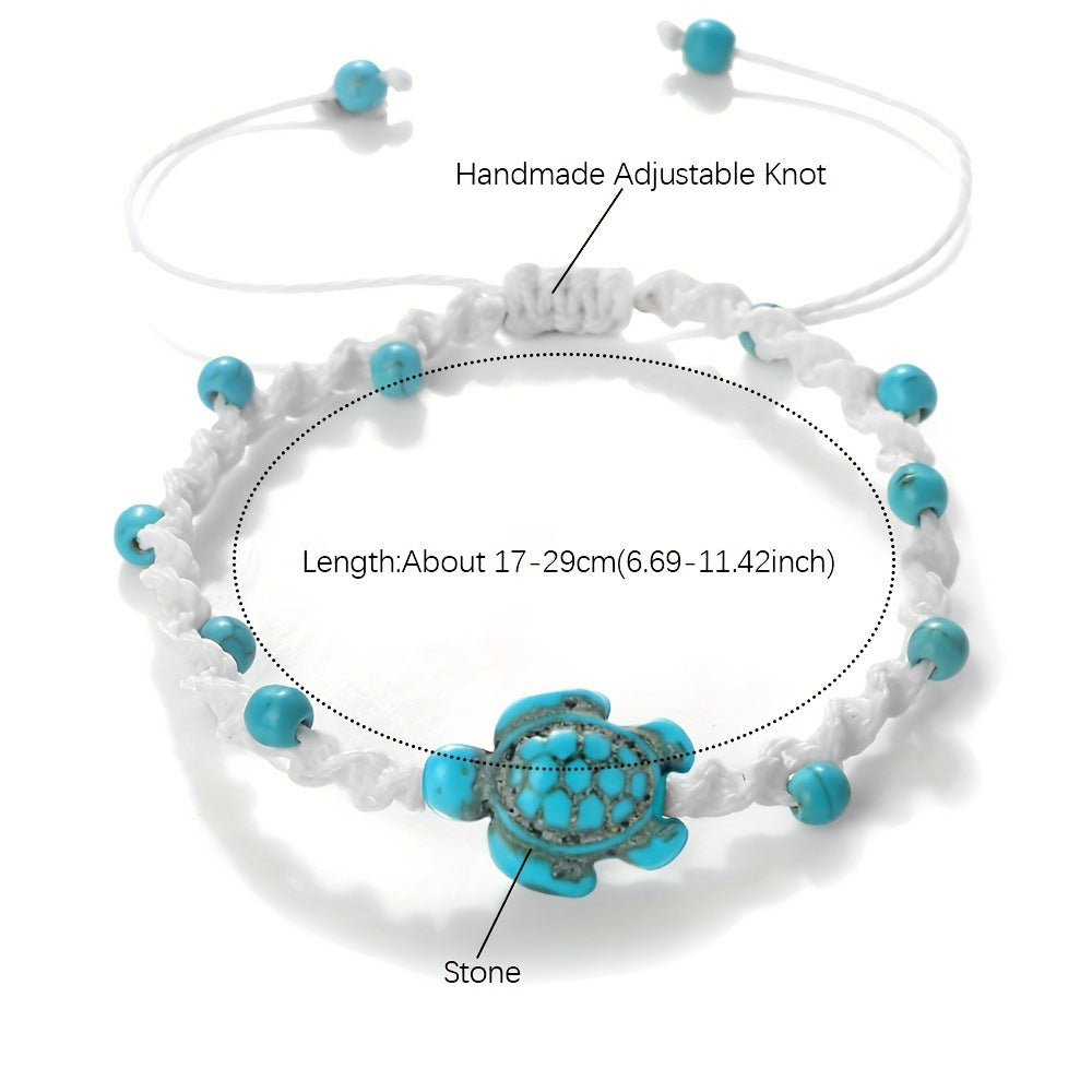 Wholesale Turquoise Hand Beaded Woven Bracelet for Unisex Bohemian Ocean Style Fashion Accessory