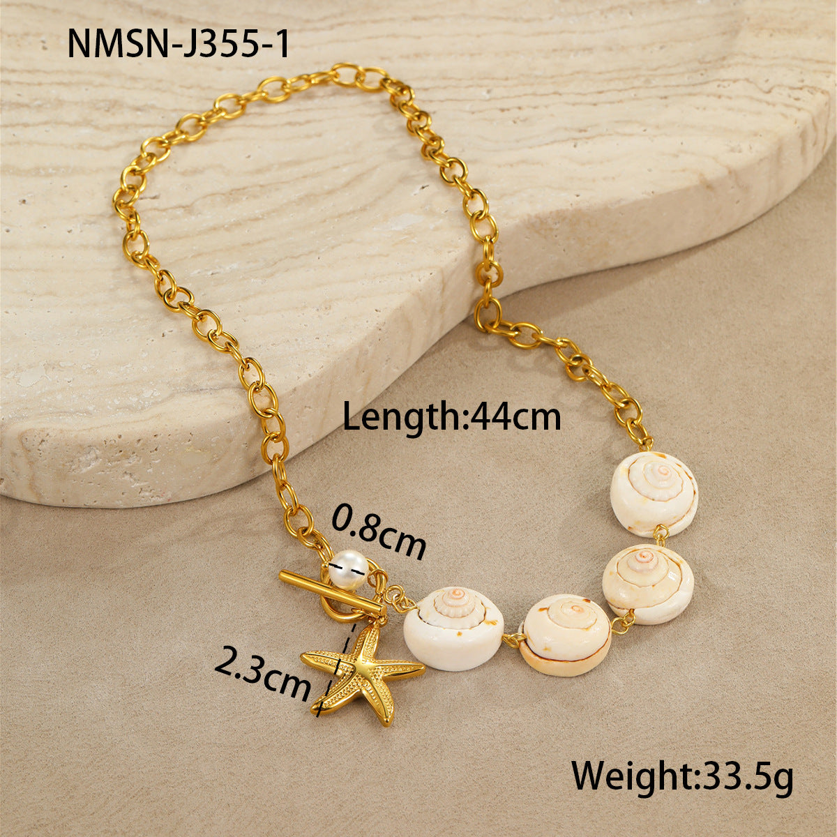 Wholesale Natural shell starfish necklace stainless steel gold-plated necklace