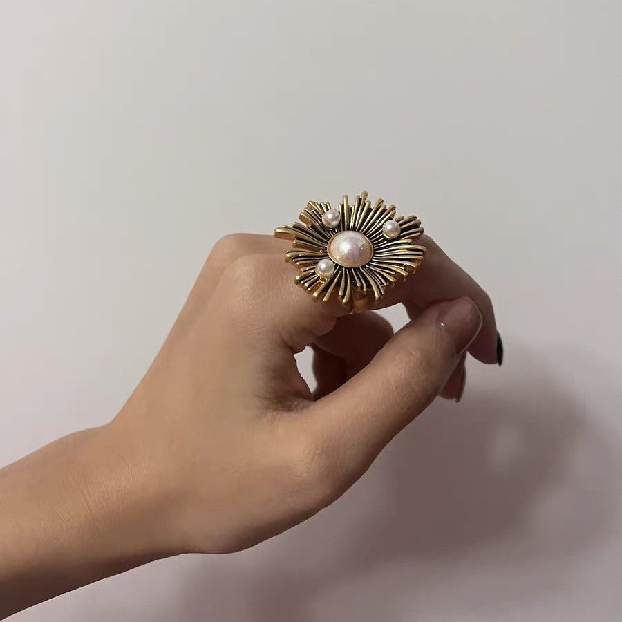 Wholesale  Retro Style Pearl Opening Ring
