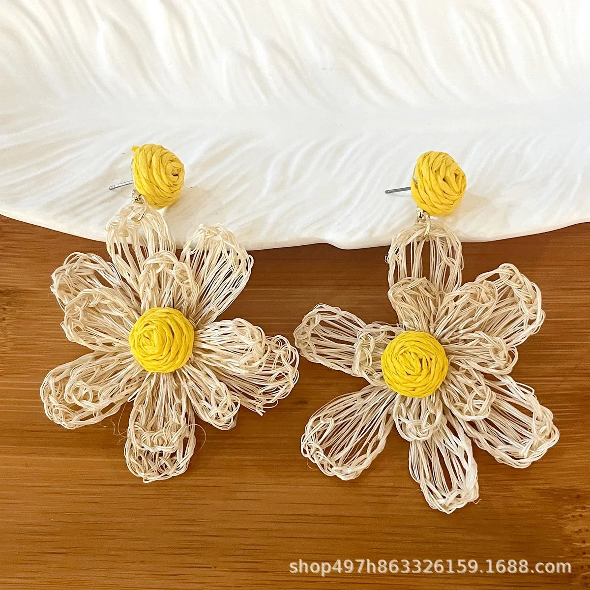 Wholesale Bohemian Handmade Woven Flower Earrings