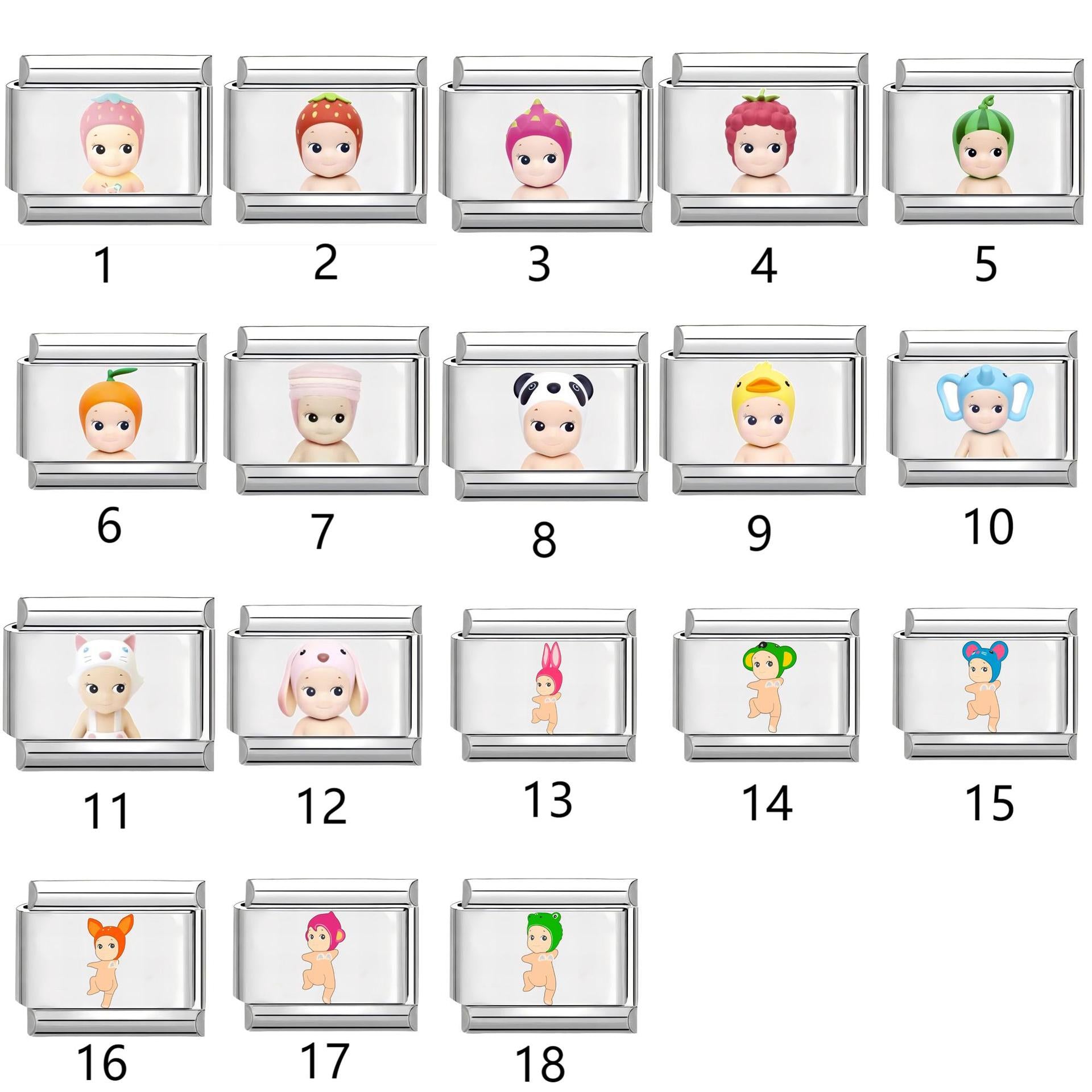 Wholesale 10pcs Italian Charm Bracelet 9mm DIY Splicing Cartoon Cute Sunshine Angel Stainless Steel Composable Bracelet