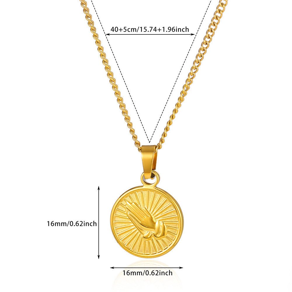 Wholesale Stainless steel embossed cross necklace