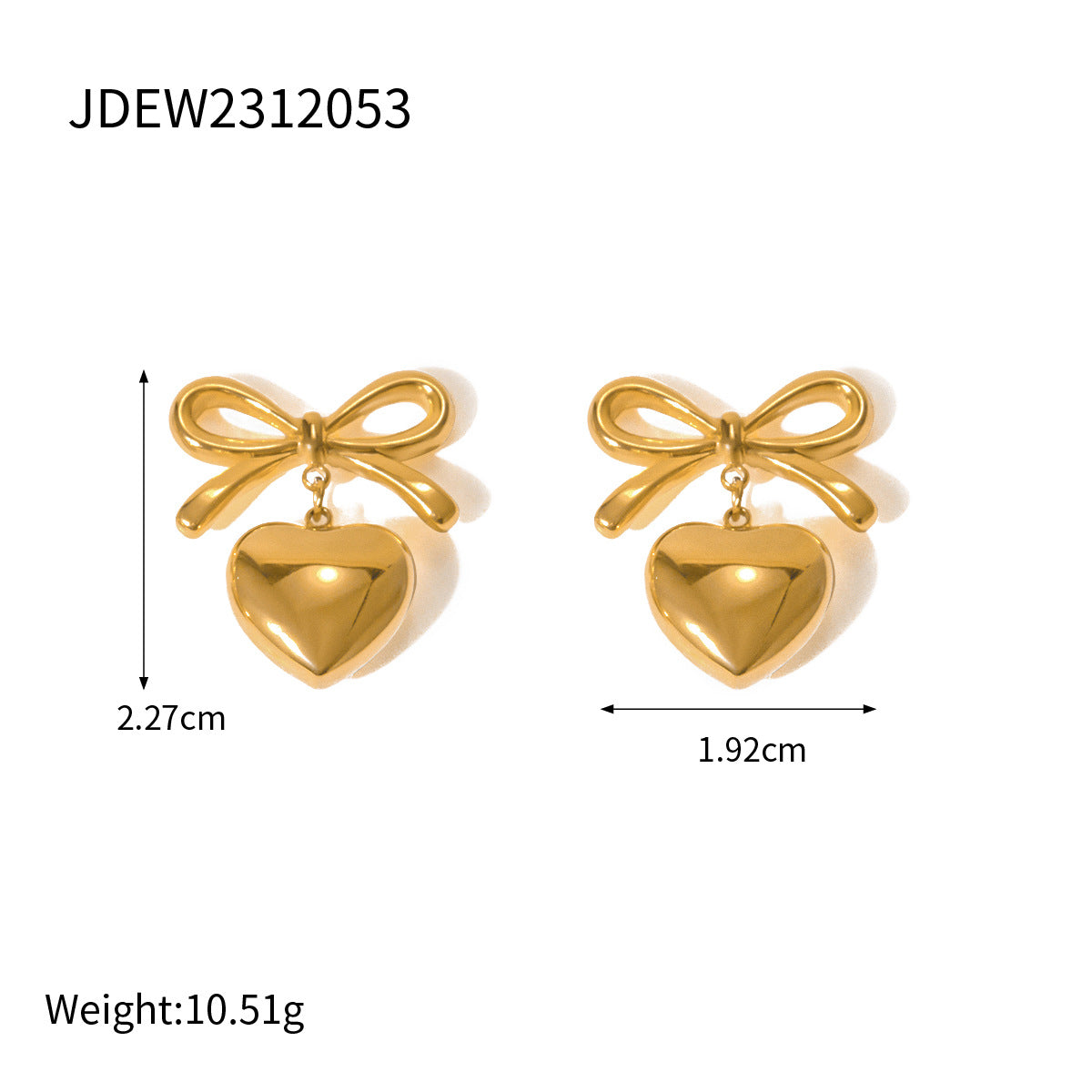 Wholesale 18k Gold Stainless Steel Earrings Flat Snake Chain Bow Earrings ACC-ES-Wanx001