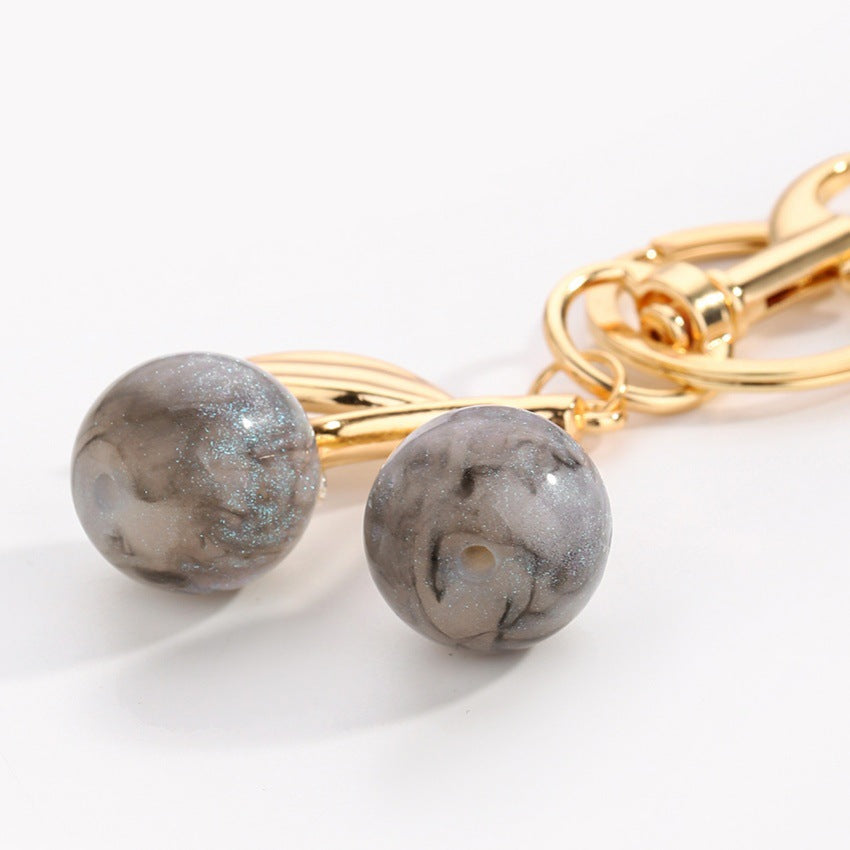 Wholesale Cute Star Glitter Cherry Pendant Resin Fruit Keychains